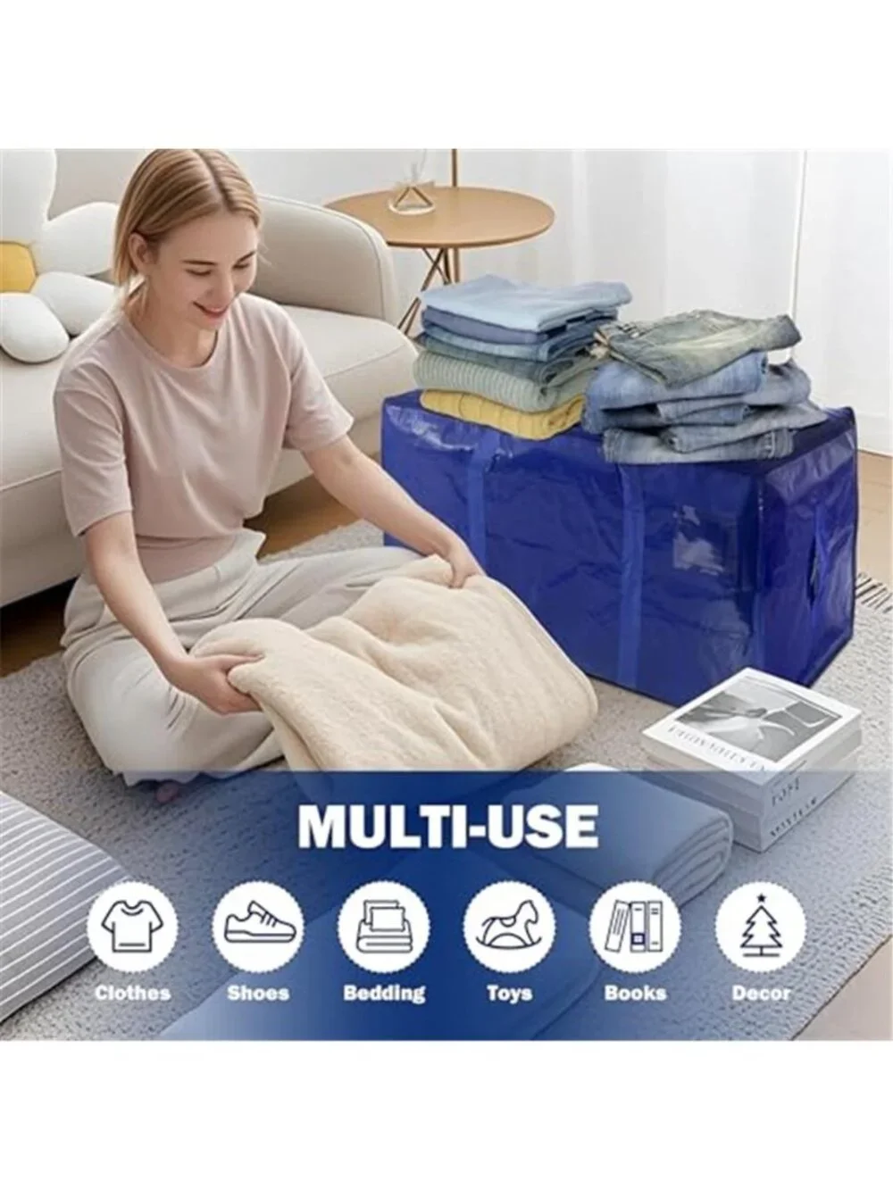 8 Pack Extra Heavy Duty Large Moving Bags with Strong Zipper & Carrying Handles